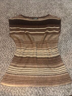 Ralph Lauren Brown and Cream Striped Knit Top
